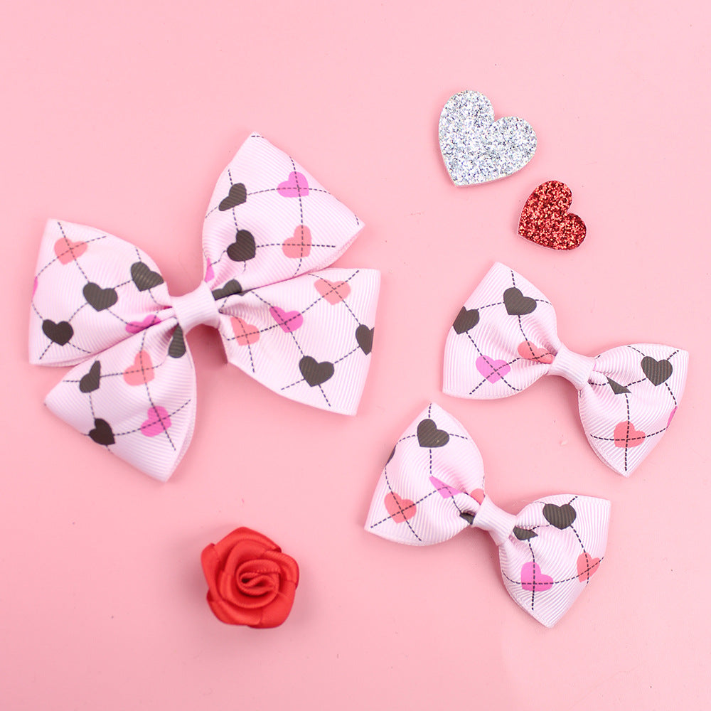 Wholesale 5pcs Valentine's Day Love Heart Children's Girl Side Clip One Large and Two Small Hairpins